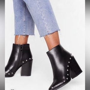 Stud Bye Faux Leather Ankle Boots